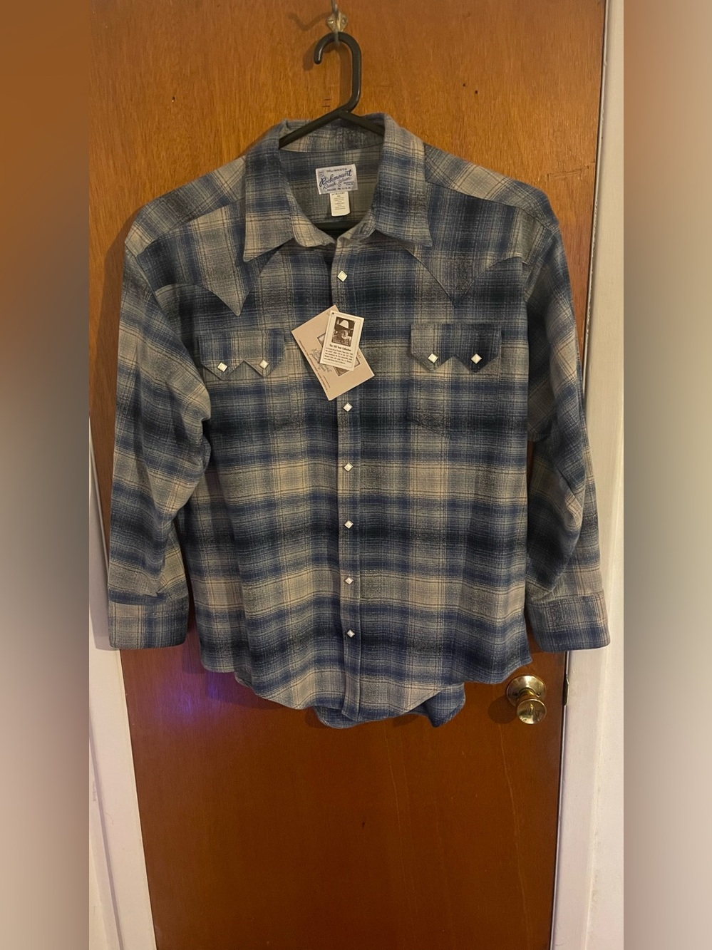 Rockmount Ranch Wear Mens Plush Flannel Blue Plaid Western Shirt 647 XXL NWT
